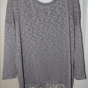 GRAY LONG SLEEVE WITH LACE CUT OUT ON BACK